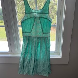 Doe & Rae small aqua polka dot and lace tea dress
